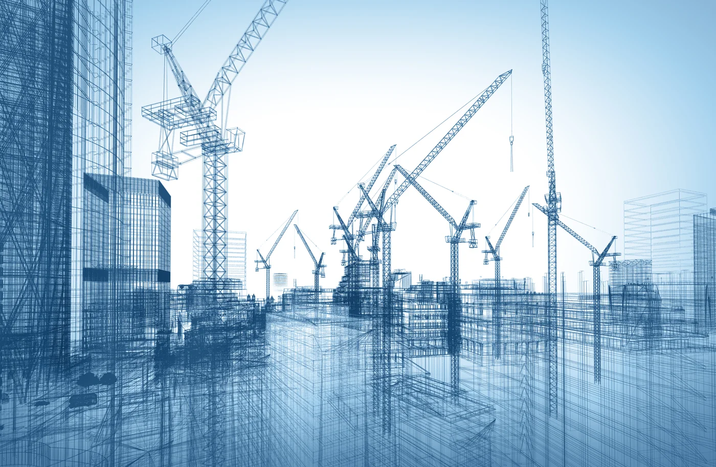 建筑工程施工现场的塔式起重机与在建楼宇